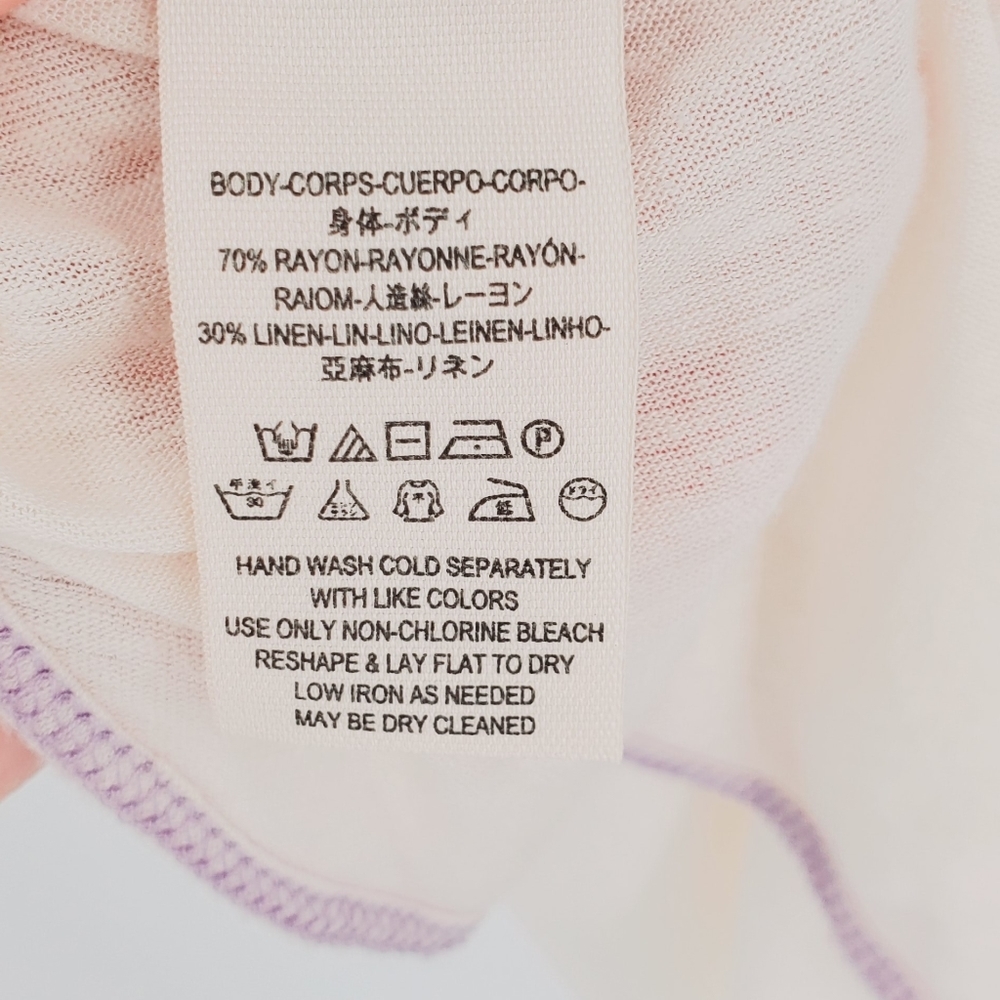 Free People Pluto Cold Shoulder White Lavender Linen Tank Top Tee X-Small 0-2 - Picture 5 of 6
